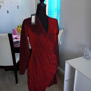Elegant Red Wrap Dress